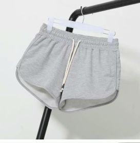 High Waist Hot Pants Loose Wide Leg Pants Casual Shorts (Option: Grey-L)