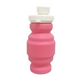 Portable Silicone Folding Cup 320ml Mini Outdoor Picnic Tableware Box Travel Coffee Retractable Wine Glass (Color: Pink)