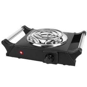 1000W Electric Single Burner Portable Coil Heating Hot Plate Stove Countertop RV Hotplate with 5 Temperature Adjustments Portable Handles (Type: Single, Color: Black)