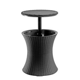 Patio Furniture Rattan Style Patio Beverage Cooler Bar Table (Type: Beverage Cooler Bar Table, Color: Gray)