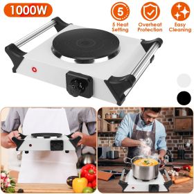 1000W Electric Single Burner Portable Heating Hot Plate Stove Countertop RV Hotplate with 5 Temperature Adjustments Portable Handles (Type: Single Burner, Color: Silver)