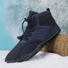 Fleece-lined Warm Five-finger Outdoor Sports Cotton Shoes Boots Wear-resistant Non-slip (Option: Blue-47)